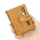 Royal Bagger RFID Short Wallet Purse for Men, Genuine Leather Business Clutch Bag Card Holder Coin Purses, with Chain Strap 1704