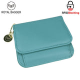 Royal Bagger RFID Short Wallet for Women Genuine Cow Leather Large Capacity Key Chain Card Holders Fashion Trifold Wallets 1459