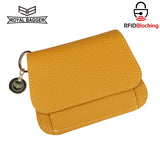 Royal Bagger RFID Short Wallets for Women Genuine Cow Leather Fashion Card Holder with Key Ring Holders Clutch Slim Coin Purse